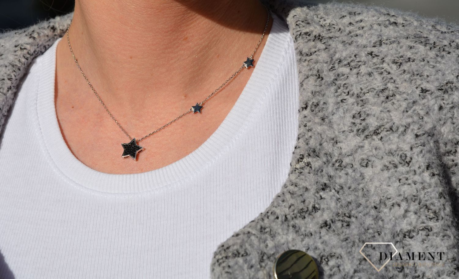 Naszyjnik srebrny czarna gwiazdka Dall'Acqua N BY 145 074.jpg